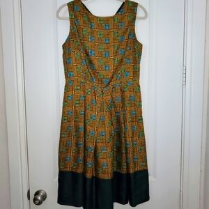 Girls of Savoy, 12, Silk Houndstooth Blue/Green, Brown/Black